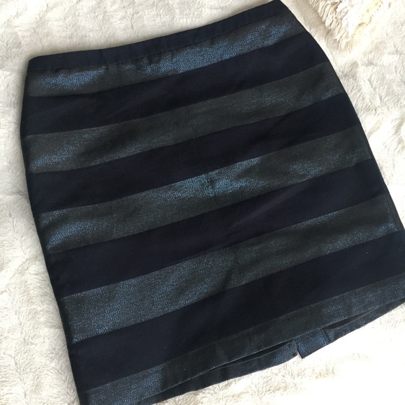 Navy Striped Straight Pencil Skirt - Picture 2 of 5